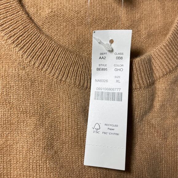 NEW J. Crew Long Sleeve Cashmere Crewneck Sweater Pullover Camel Brown - Size XL - Picture 3 of 10